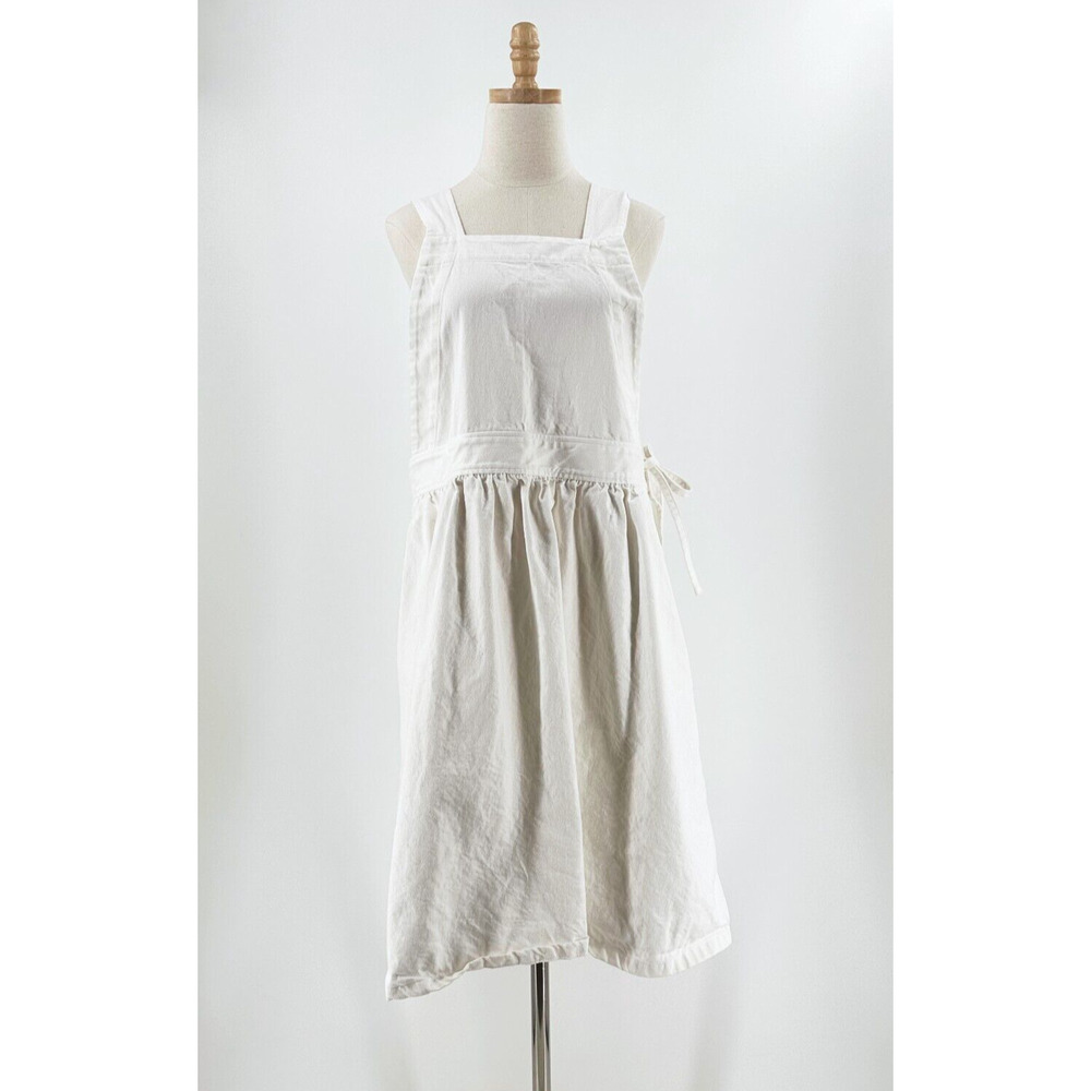 Ichi Women Pinafore Denim Dress Free Size Oversized Lagenlook Prairie Minimalist